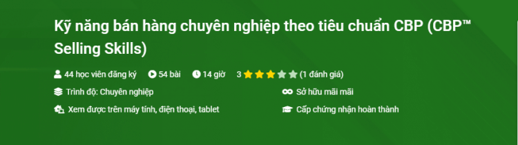 khóa học kỹ năng bán hàng chuyên nghiệp online Kỹ Năng Bán Hàng Chuyên Nghiệp Theo Tiêu Chuẩn CBP